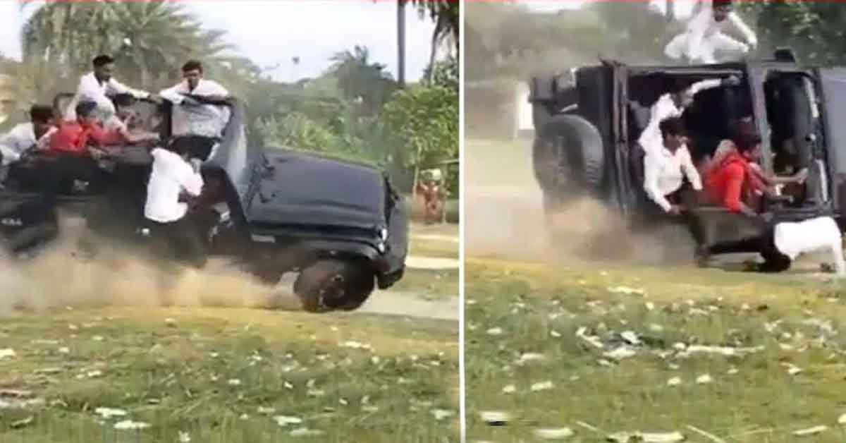 Read more about the article WATCH Mahindra Thar Drifting With 8 People Topple Over
